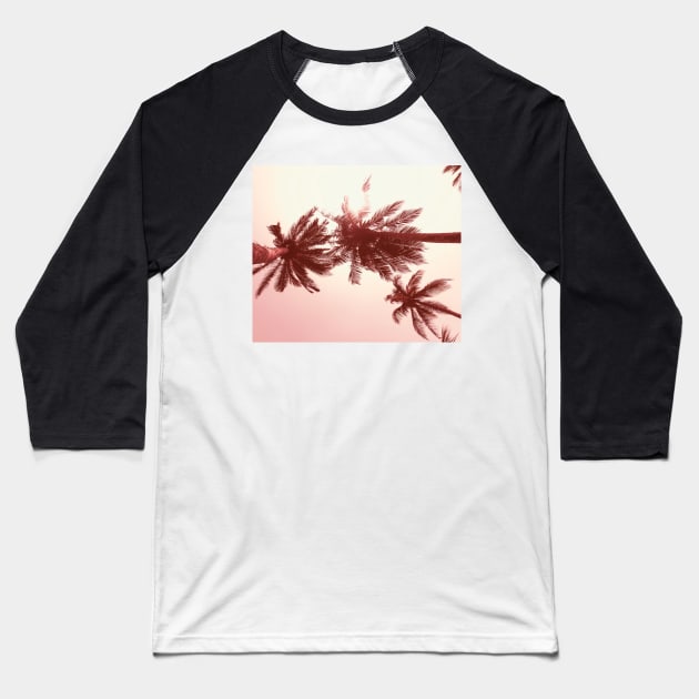 Palmtree pink Baseball T-Shirt by ColorsHappiness